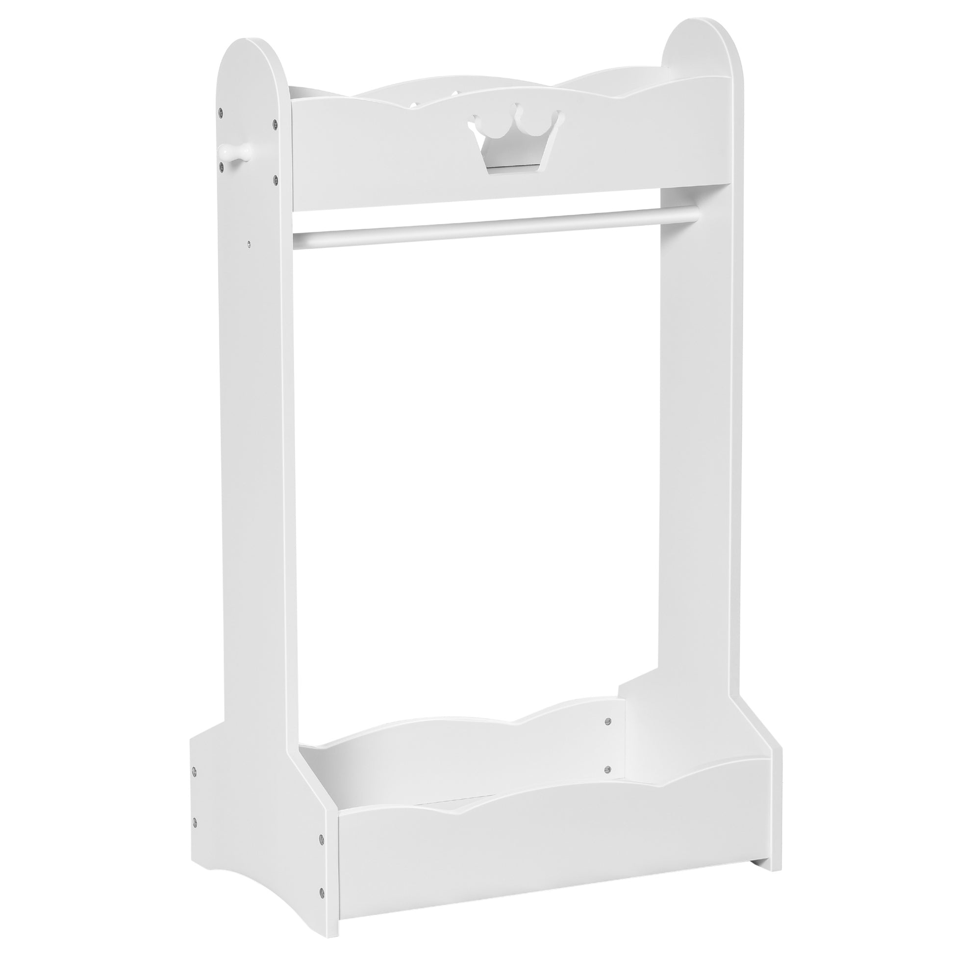 Photo of HOMCOM Kids Clothes Rail Wooden Hanging Rack with Storage Shelves Children Garment Freestanding Wardrobe for 3-8 Years Toddler, White in White colour on a white background