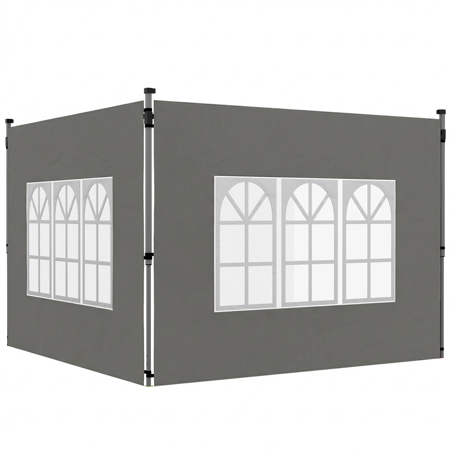 Photo of Outsunny Gazebo Side Panels, Sides Replacement with Window for 3x3(m) or 3x4m Pop Up Gazebo, 2 Pack, Dark Grey in Grey colour on a white background
