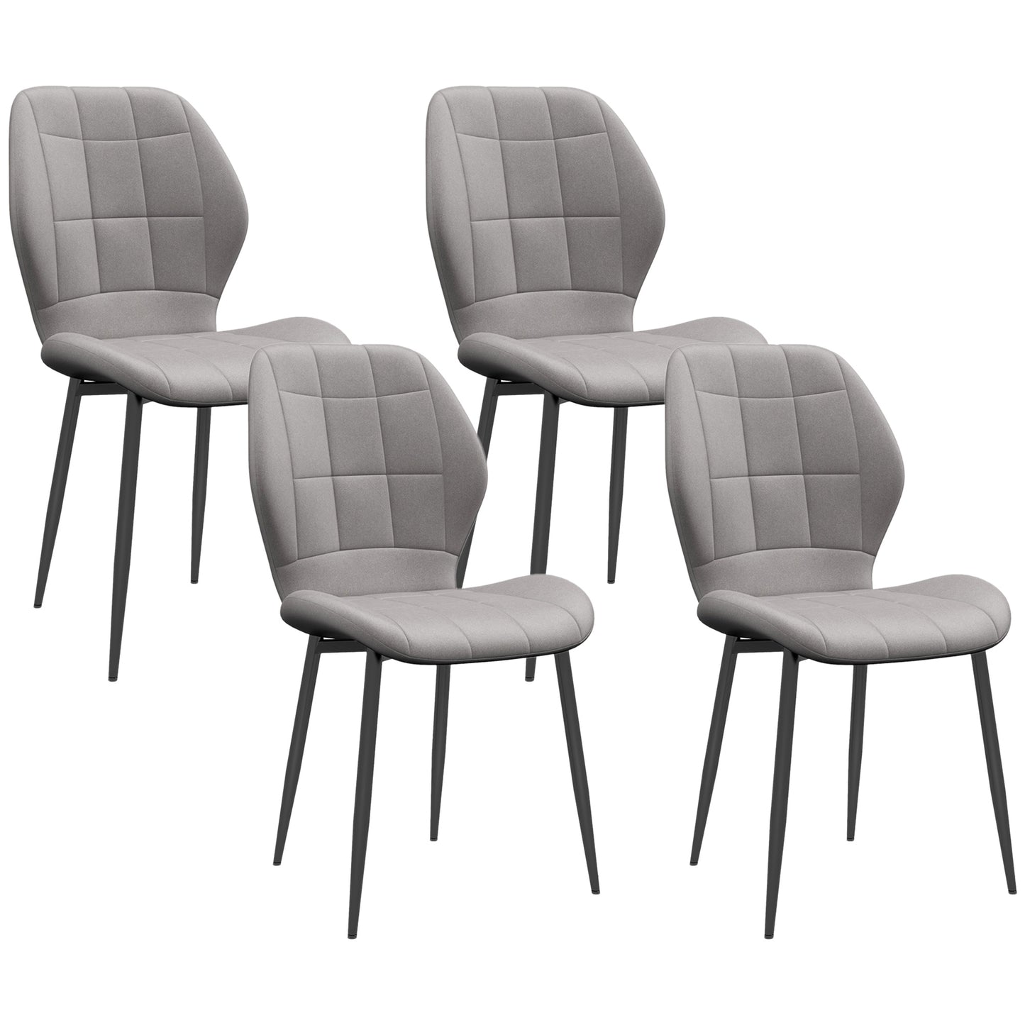 Photo of HOMCOM Set of Four Flannel Relaxed Tub Dining Chairs - Light Grey in Grey colour on a white background