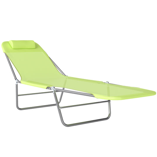 Photo of Outsunny Single Folding Sun Lounger - Green in Green colour on a white background