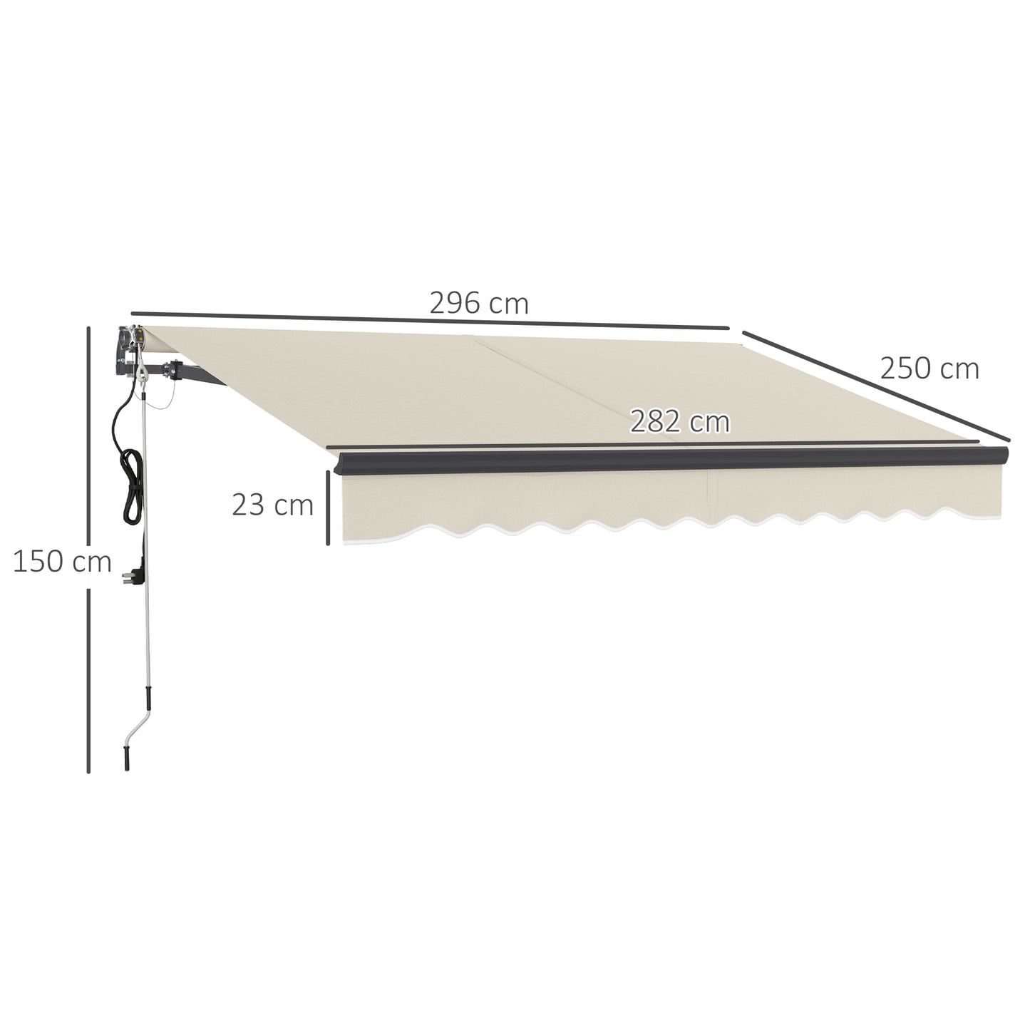 Outsunny 2.5 x 2m Electric Awning with Remote Controller, Aluminium Frame Retractable Awning, Beige