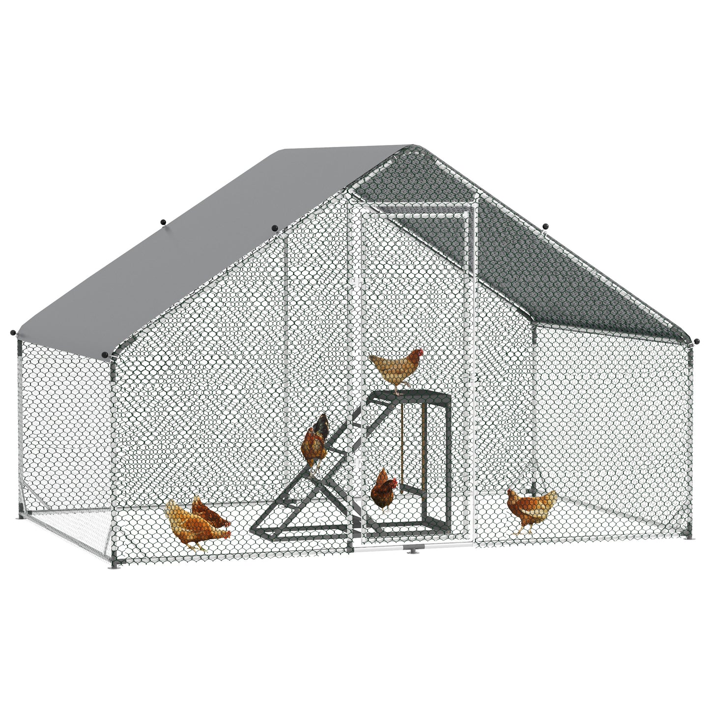 Photo of PawHut Walk In Chicken Run with Chicken Activity Shelf and Cover, 3 x 2 x 2m in 2m colour on a white background