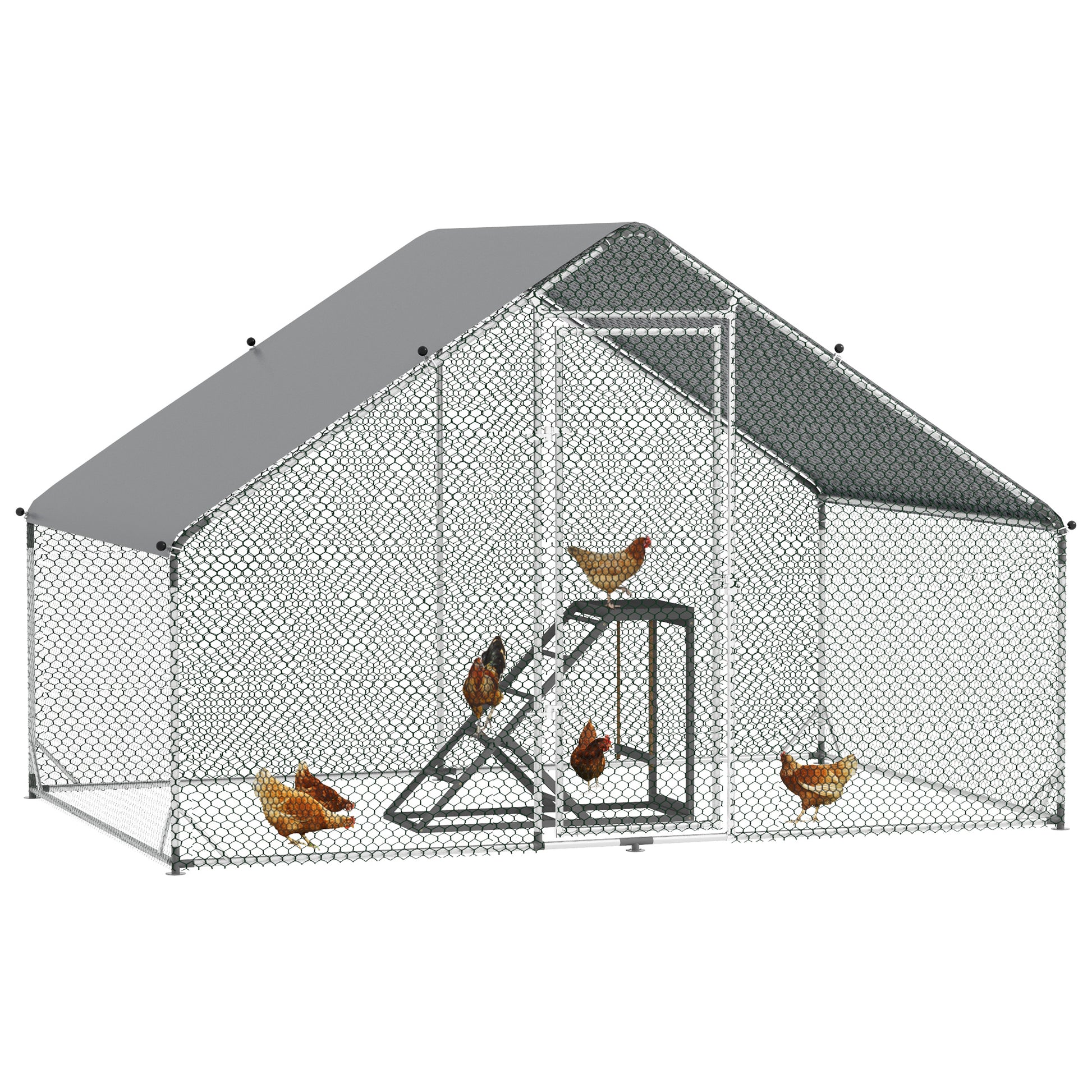 Photo of PawHut Walk In Chicken Run with Chicken Activity Shelf and Cover, 3 x 2 x 2m in 2m colour on a white background