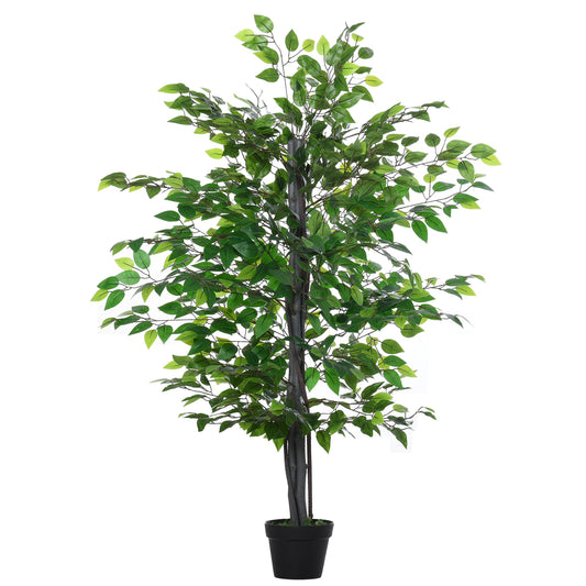 Photo of Outsunny Artificial Tree White Rose Floral in Pot, Fake Plant for Home Indoor Decor, 90cm, Purple in Purple colour on a white background