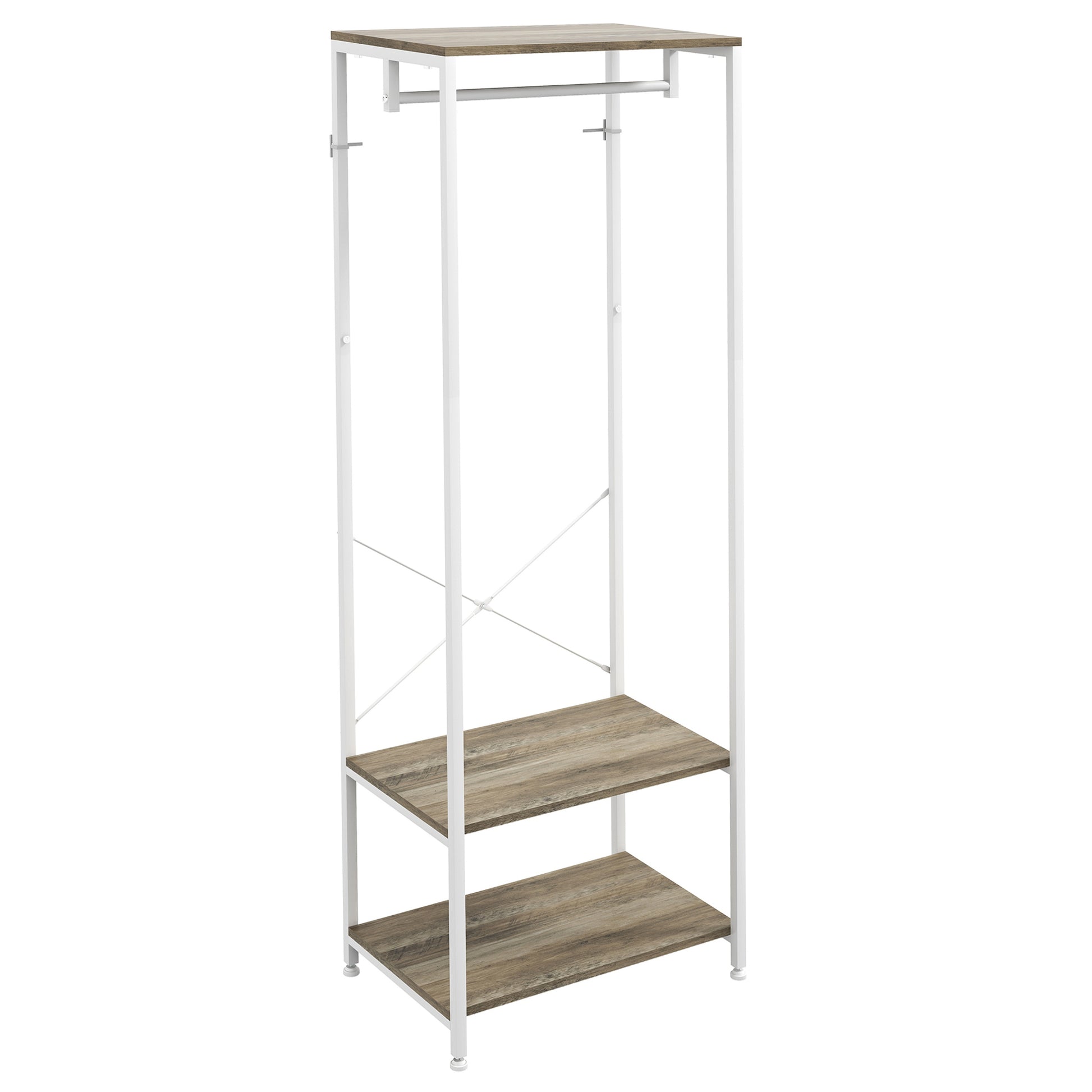 Photo of HOMCOM Hallway Coat Rack and Shoe Bench Tree - Grey in Grey colour on a white background