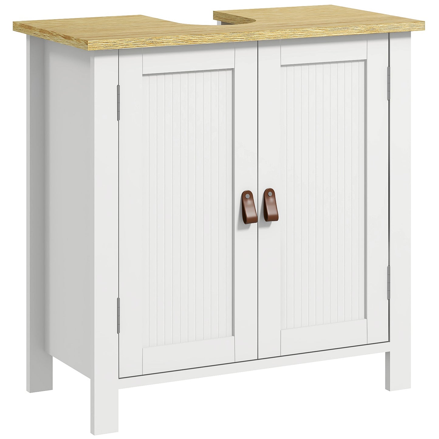 Photo of kleankin Under Sink Bathroom Cabinet for Basin without Pedestal - White in White colour on a white background
