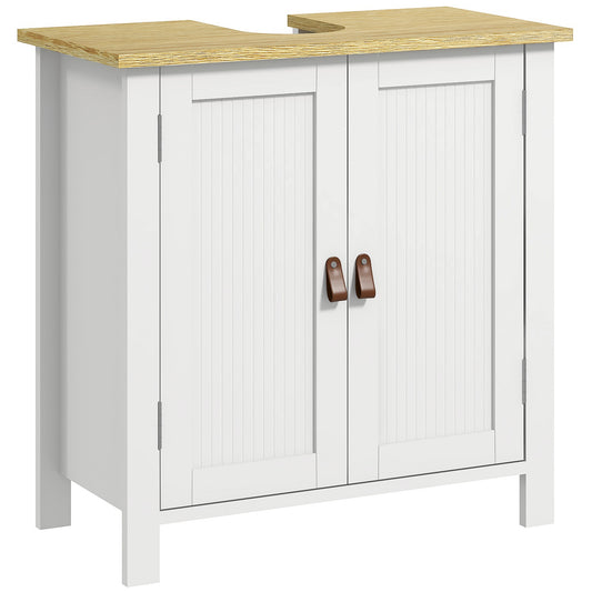 Photo of kleankin Under Sink Bathroom Cabinet for Basin without Pedestal - White in White colour on a white background
