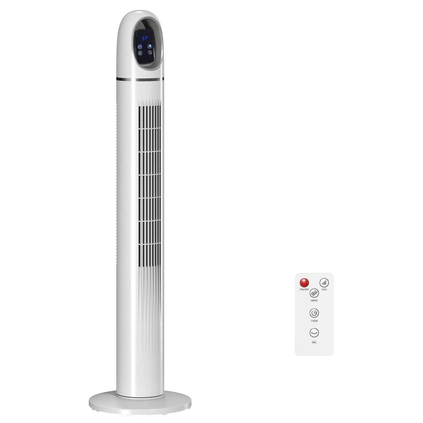 Photo of HOMCOM Tower Fan for Bedroom, Standing Floor Fan with Oscillating, 3 Modes, 3 Speeds, 24 Hour Timer, White in White colour on a white background