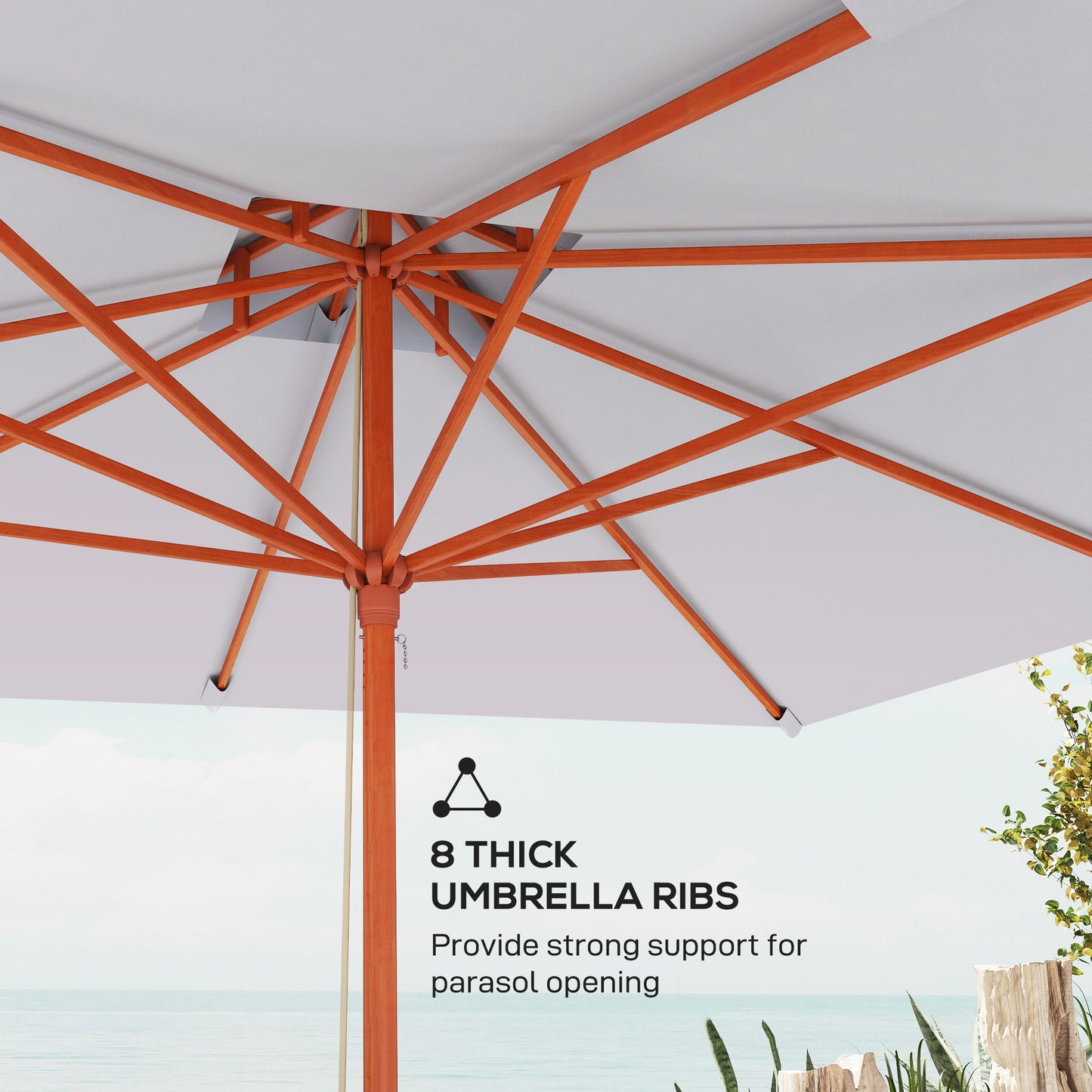 Outsunny 3 x 3m Garden Parasol with Double-Tier Canopy, Large UV Resistant Patio Umbrella for Sun Shade, Garden Dining & Outdoor Seating, Grey