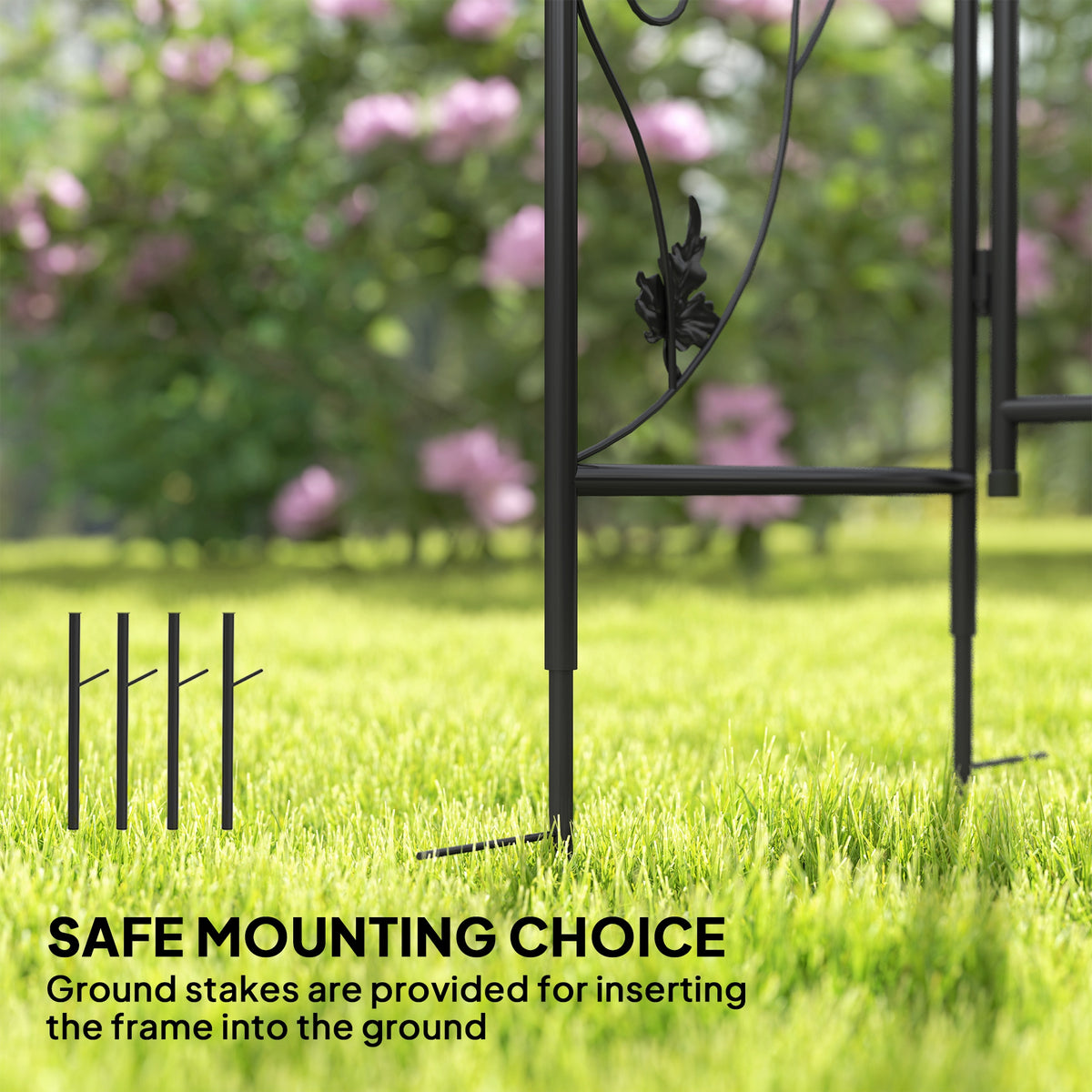 Outsunny garden arch leg with ground stake for securing the frame
