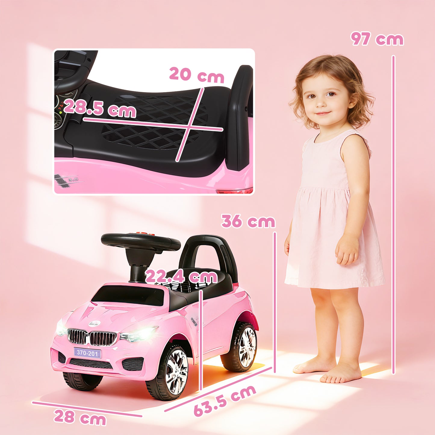 HOMCOM Ride on Car Baby Toddler Walker Foot to Floor Sliding Car Slider, Pink