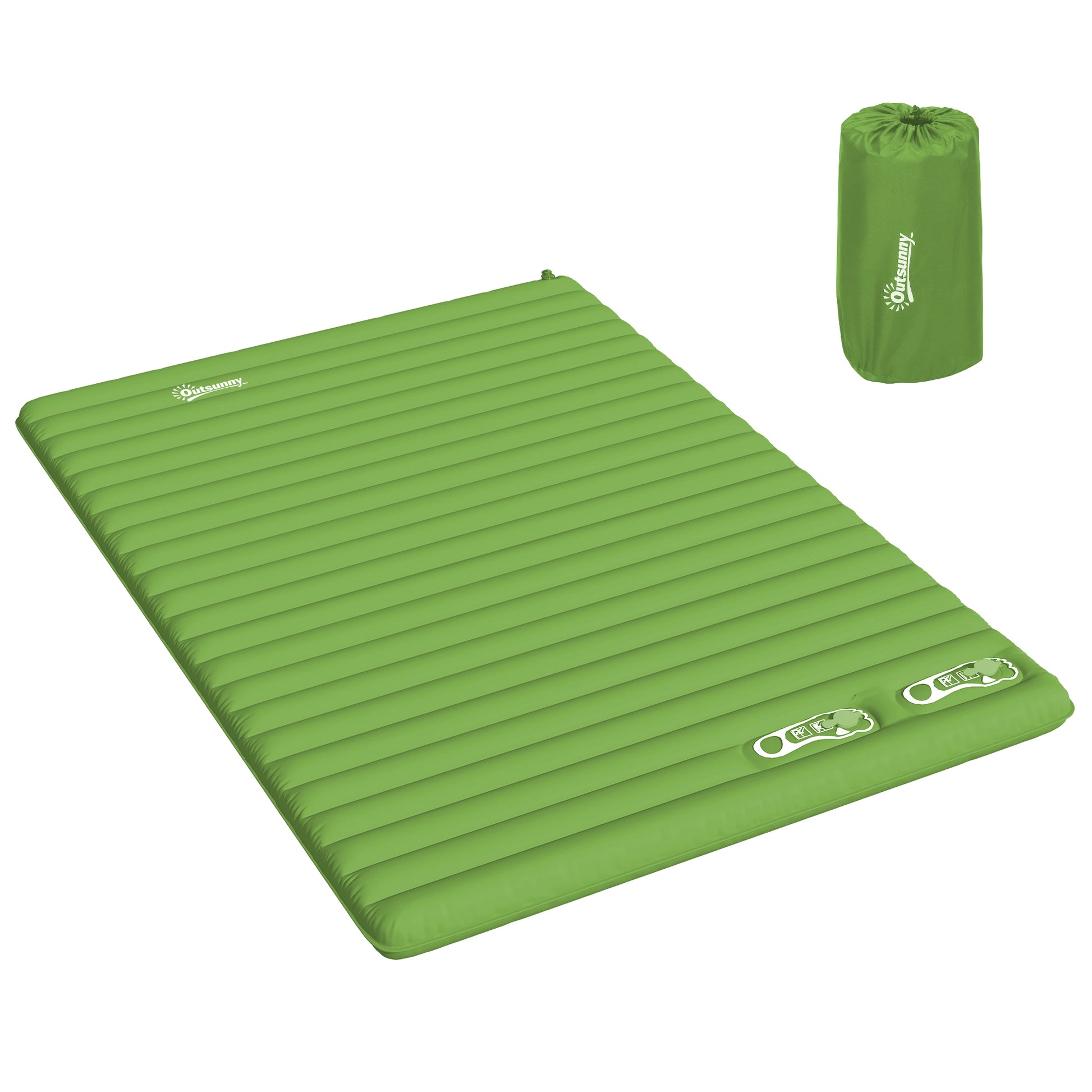Photo of Outsunny 2 Person Camping Inflatable Mattress - Green in Green colour on a white background