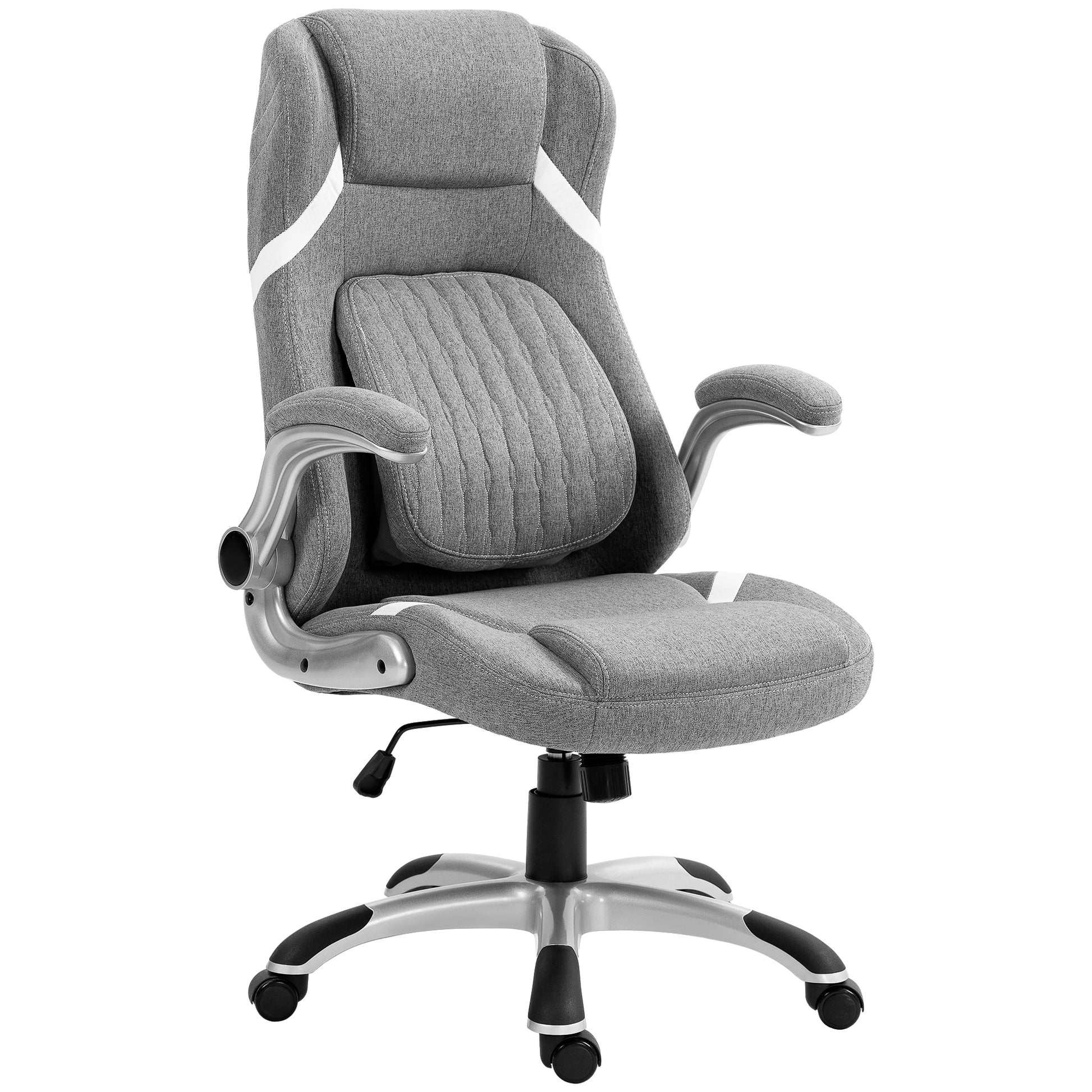 Photo of Vinsetto Linen-Look Office Chair, with Adjustable Height and Tension - Grey in Grey colour on a white background