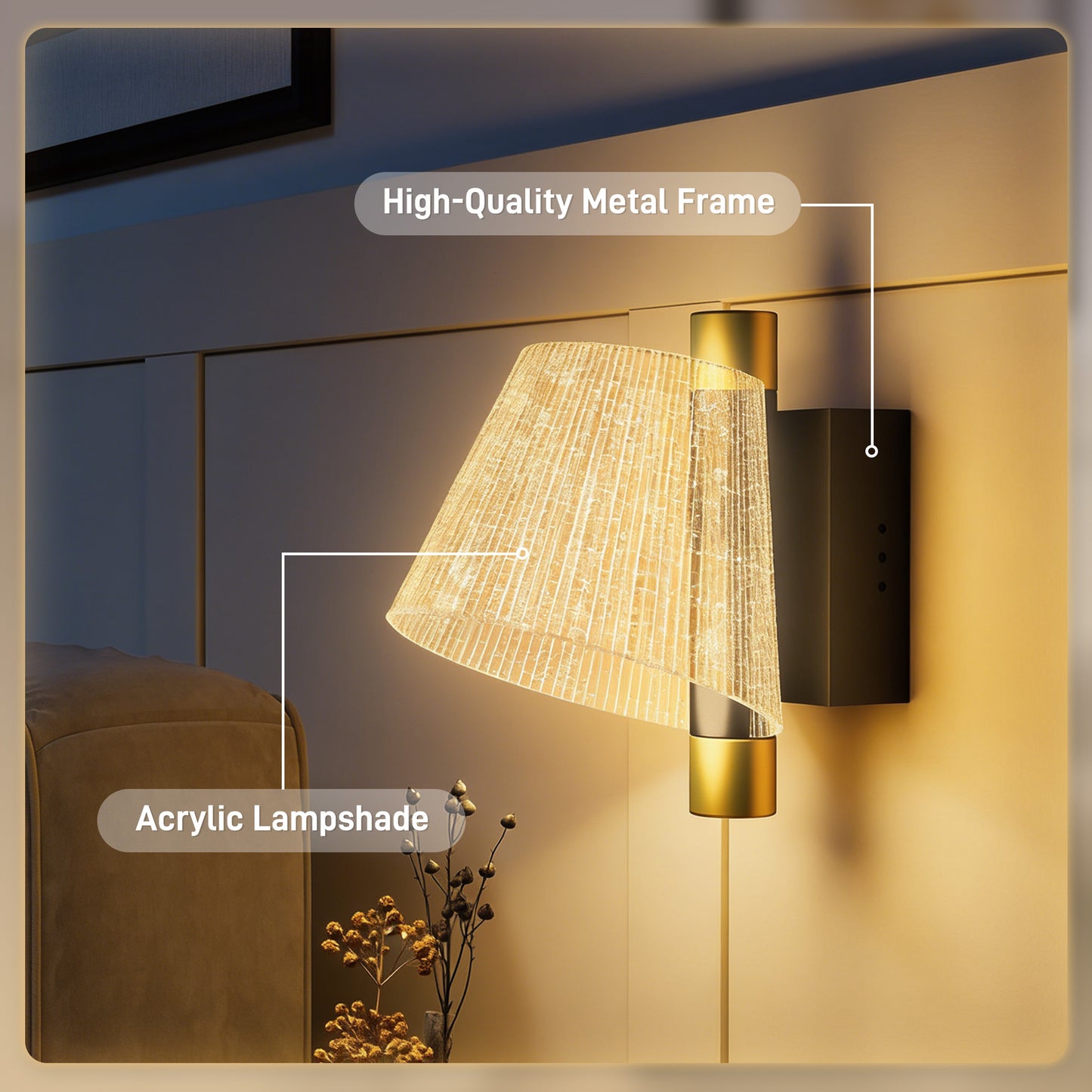 HOMCOM Led Wall Lamp 2 Pack, 5W Modern Indoor Starry Wall Light, Colour Temperature Adjustable 3000K/4000K/6500K, for Bedroom, Living Room, Hallway, Stairs, Black