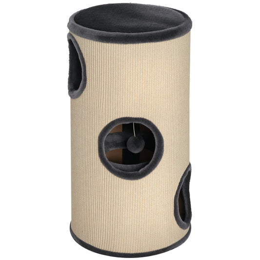 Photo of PawHut 70cm Height Cat Post Tree Scratching Barrel Sisal Activity Center Condo Kitten Bed Scratcher Climbing Climber Play House for Indoor Cats in Cats colour on a white background