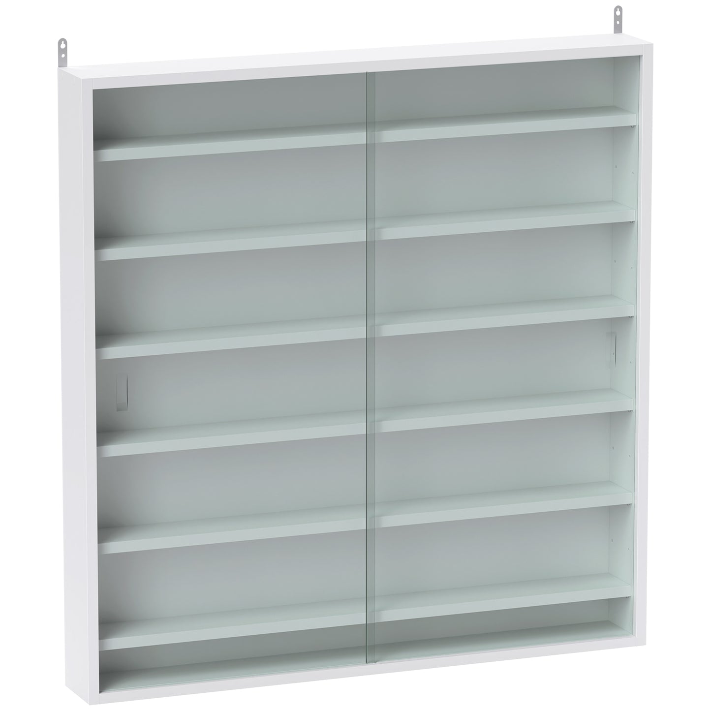 Photo of HOMCOM Six Shelf Display Cabinet, with Glass Doors - White in White colour on a white background