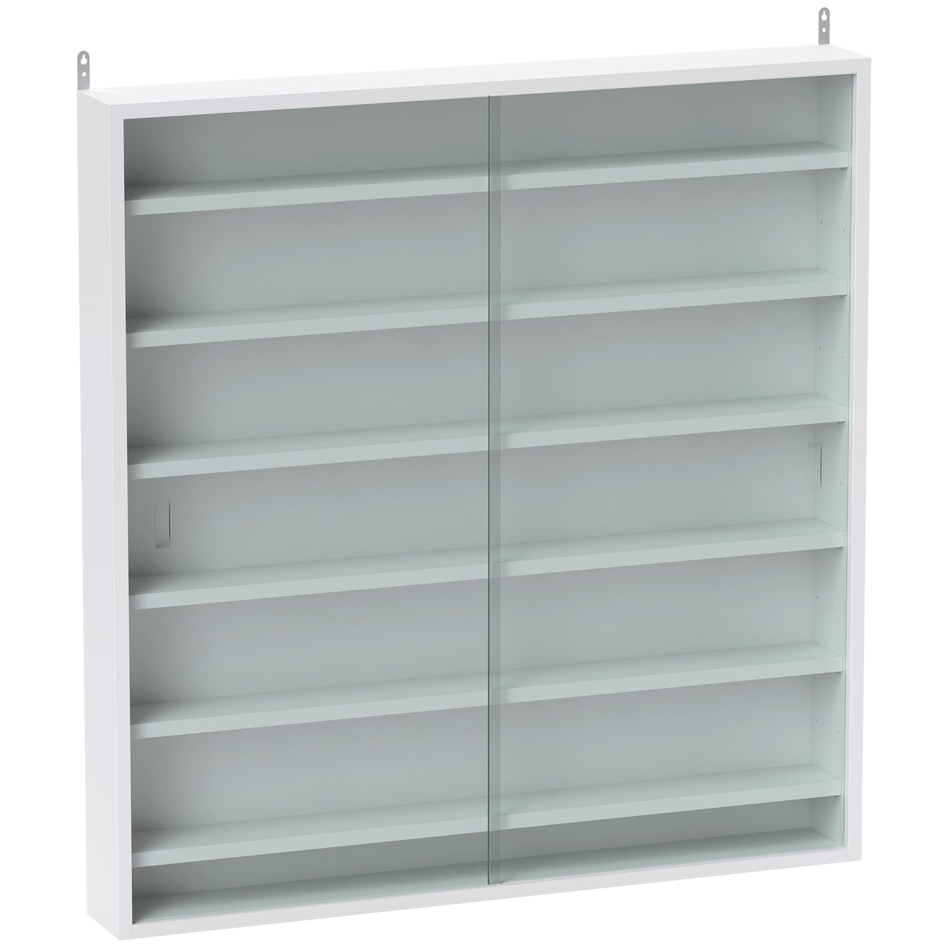 Photo of HOMCOM Six Shelf Display Cabinet, with Glass Doors - White in White colour on a white background