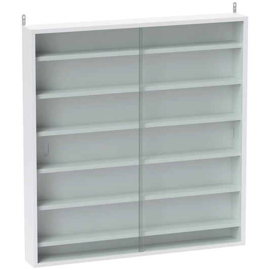 Photo of HOMCOM Six Shelf Display Cabinet, with Glass Doors - White in White colour on a white background