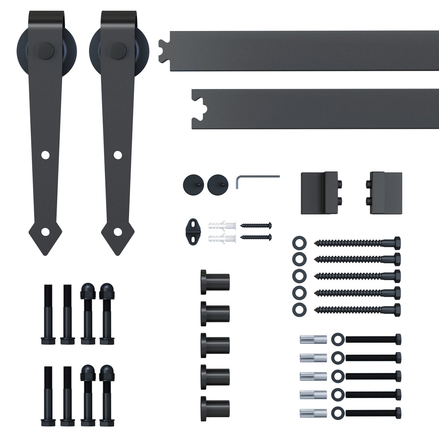 Photo of HOMCOM 6.6FT/200cm Black Sliding Door Kit for Single Barn Door, Antique Sliding Barn Door Hardware Kit with J Shape Hanger in Hanger colour on a white background