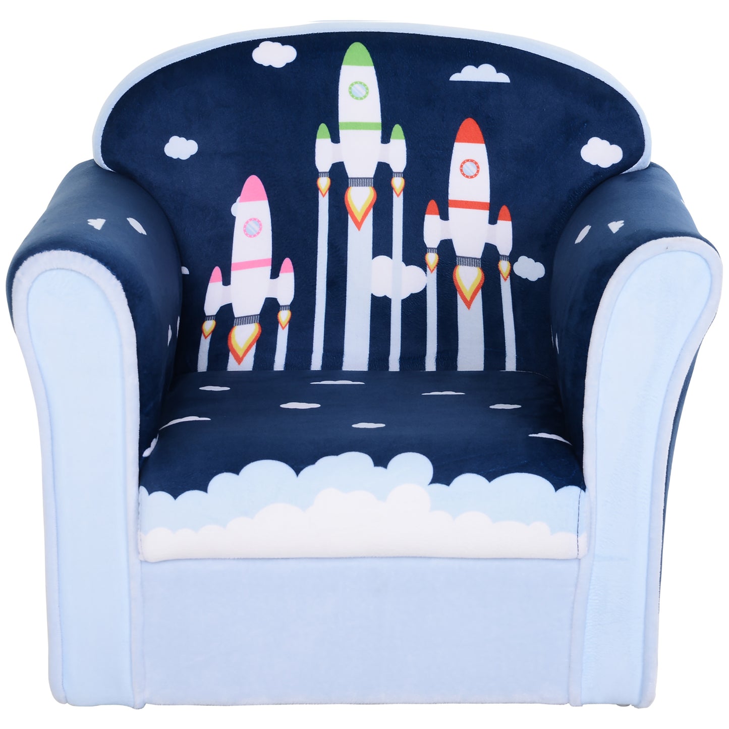 Photo of HOMCOM Children Chair Armchair Single Sofa, 50 x 39 x 44cm, for 18M+, Blue in Blue colour on a white background
