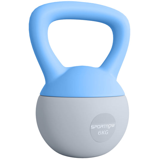 Photo of SPORTNOW 6KG Soft Kettlebell, Kettlebell with Non-Slip Handle for Home Gym, Weight Lifting, Strength Training, Light Blue/Grey in Blue/Grey colour on a white background