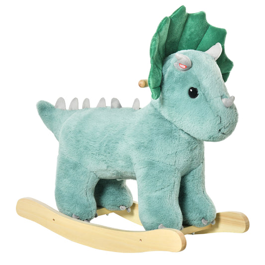 Photo of HOMCOM Plush Ride-On Rocking Dinosaur, with Sound - Green in Green colour on a white background