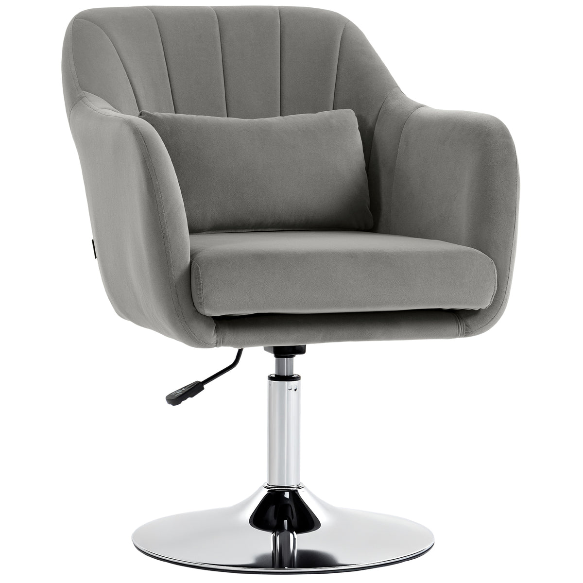 Photo of HOMCOM Retro Velvet Swivel Tub Chair with Steel Frame, Cushion Seat, Grey in Grey colour on a white background