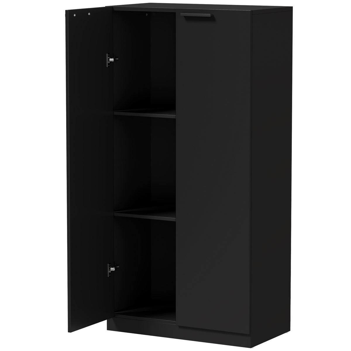 Photo of HOMCOM 120 cm Tall Storage Cabinet Cupboard, 3-Tier File Organiser Wooden Filing Cabinet, Black in Black colour on a white background