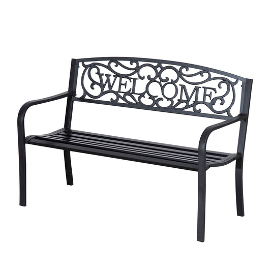 Photo of Outsunny 126Lx60Wx85H cm Steel Bench-Black in Bench-Black colour on a white background