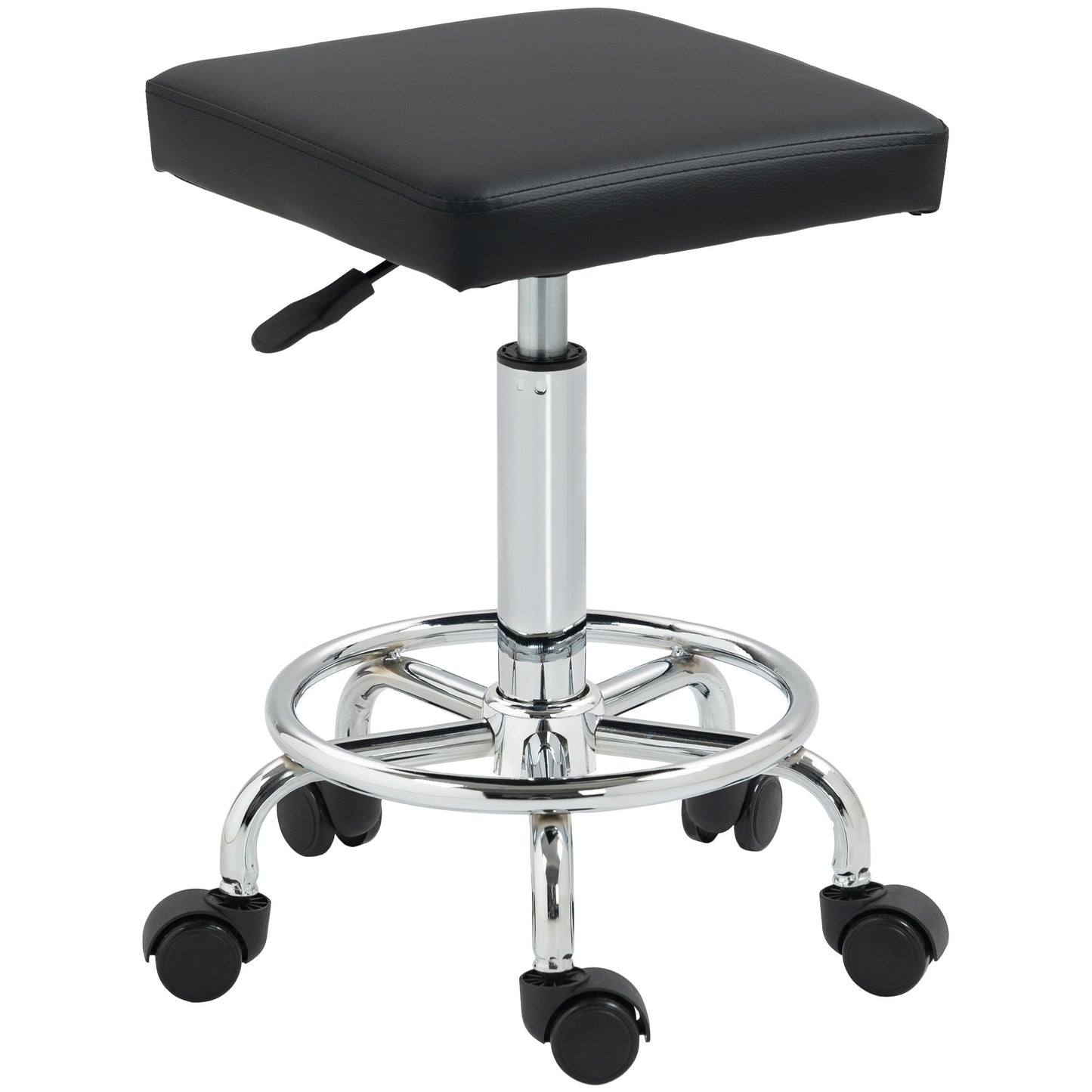 Photo of HOMCOM Faux Leather Padded Salon Stool - Black in Black colour on a white background