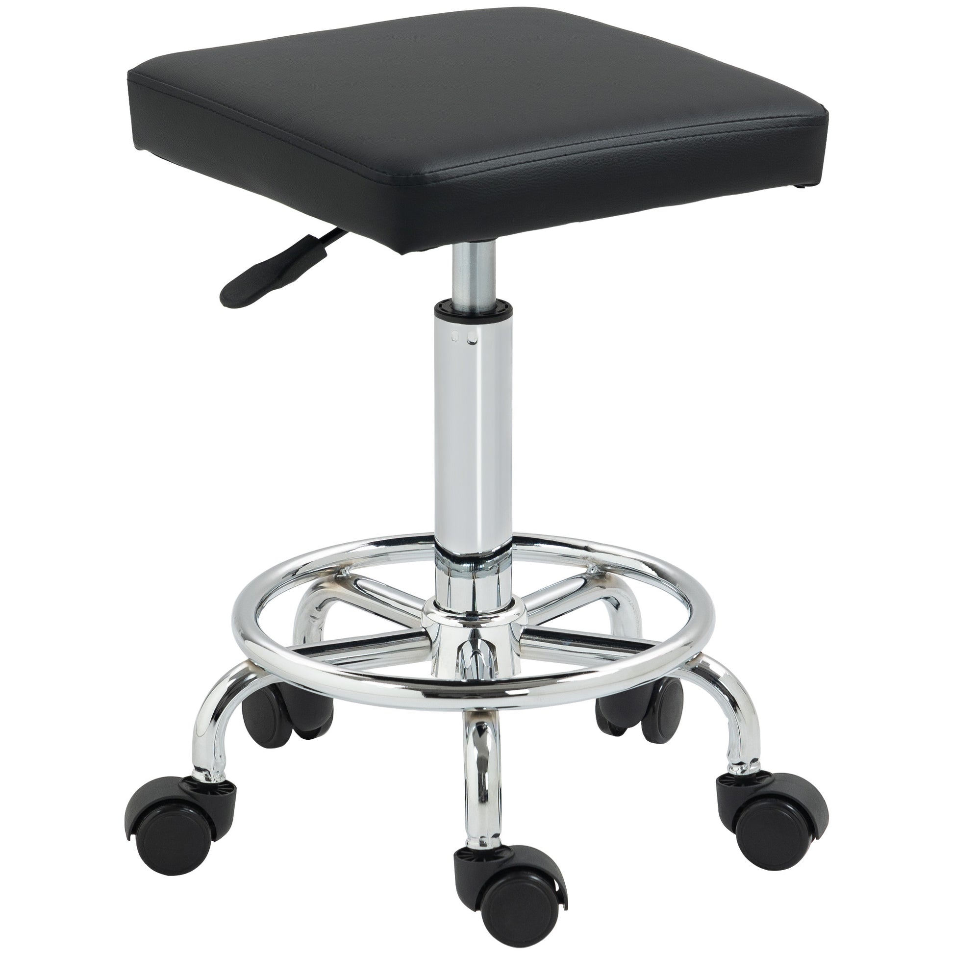 Photo of HOMCOM Faux Leather Padded Salon Stool - Black in Black colour on a white background