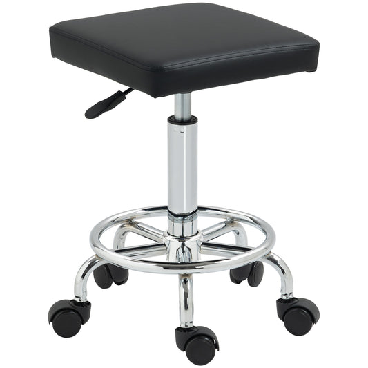 Photo of HOMCOM Faux Leather Padded Salon Stool - Black in Black colour on a white background