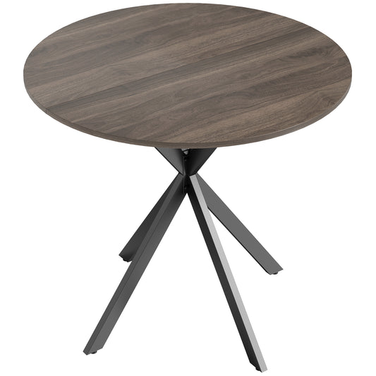 Photo of HOMCOM 80cm Industrial Round Dining Table - Brown in Brown colour on a white background