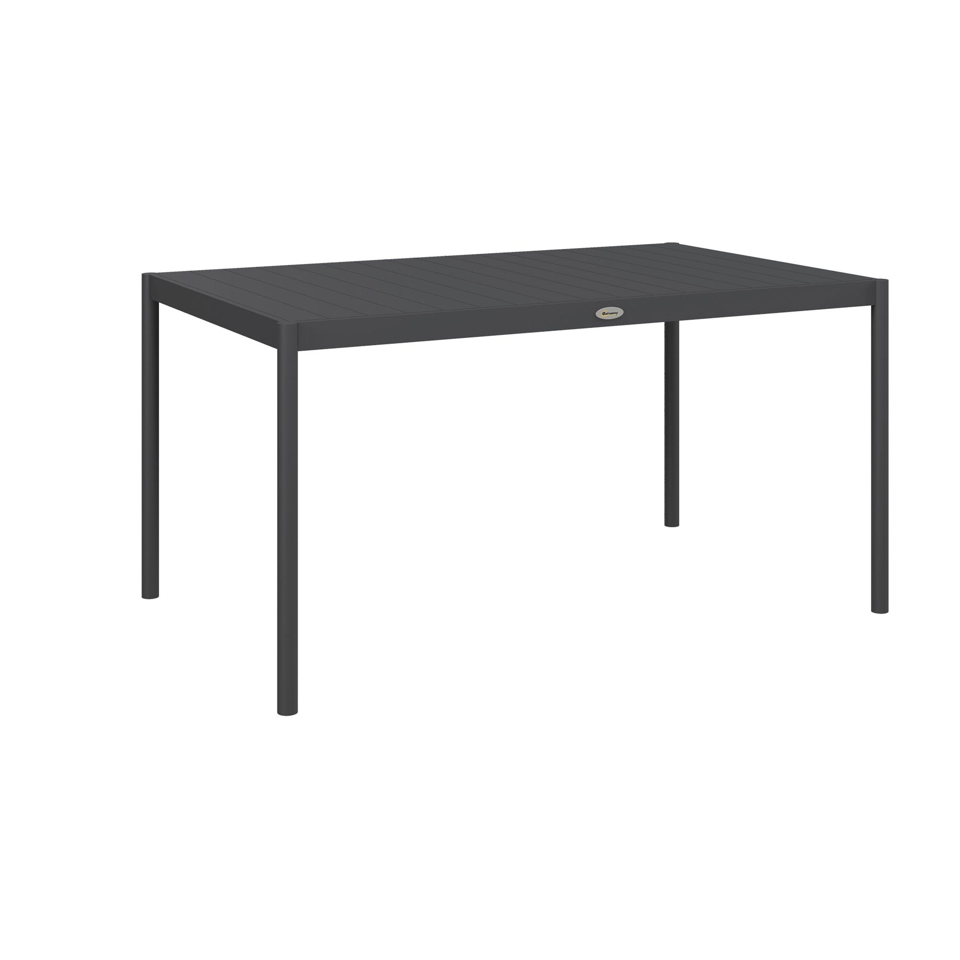 Photo of Outsunny Six-Seater Outdoor Table with Slatted Aluminium Top and Steel Legs in Legs colour on a white background