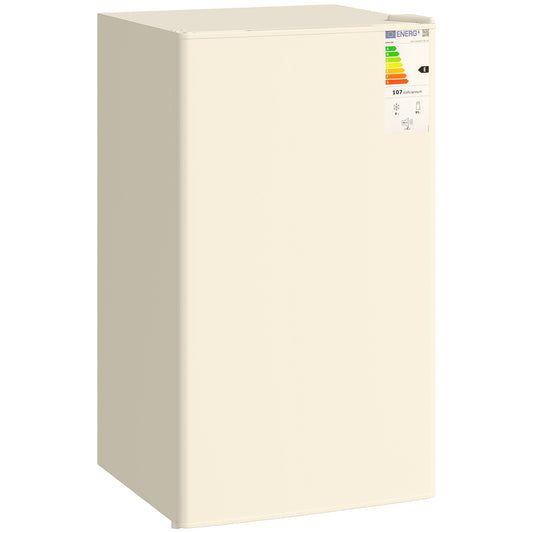 Photo of HOMCOM Under Counter Fridge, 91L Small Fridge with Chiller Box, Removable Shelf, Reversible Door, Adjustable Legs, Mini Refrigerator, Beige in Beige colour on a white background