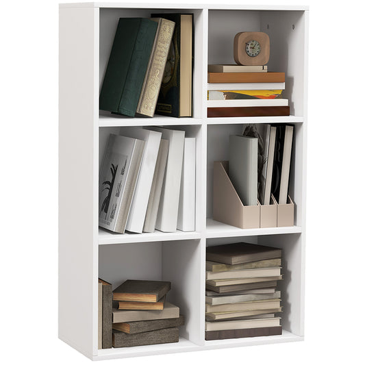 Photo of HOMCOM Six-Cube Bookcase - White Wood Effect in Effect colour on a white background