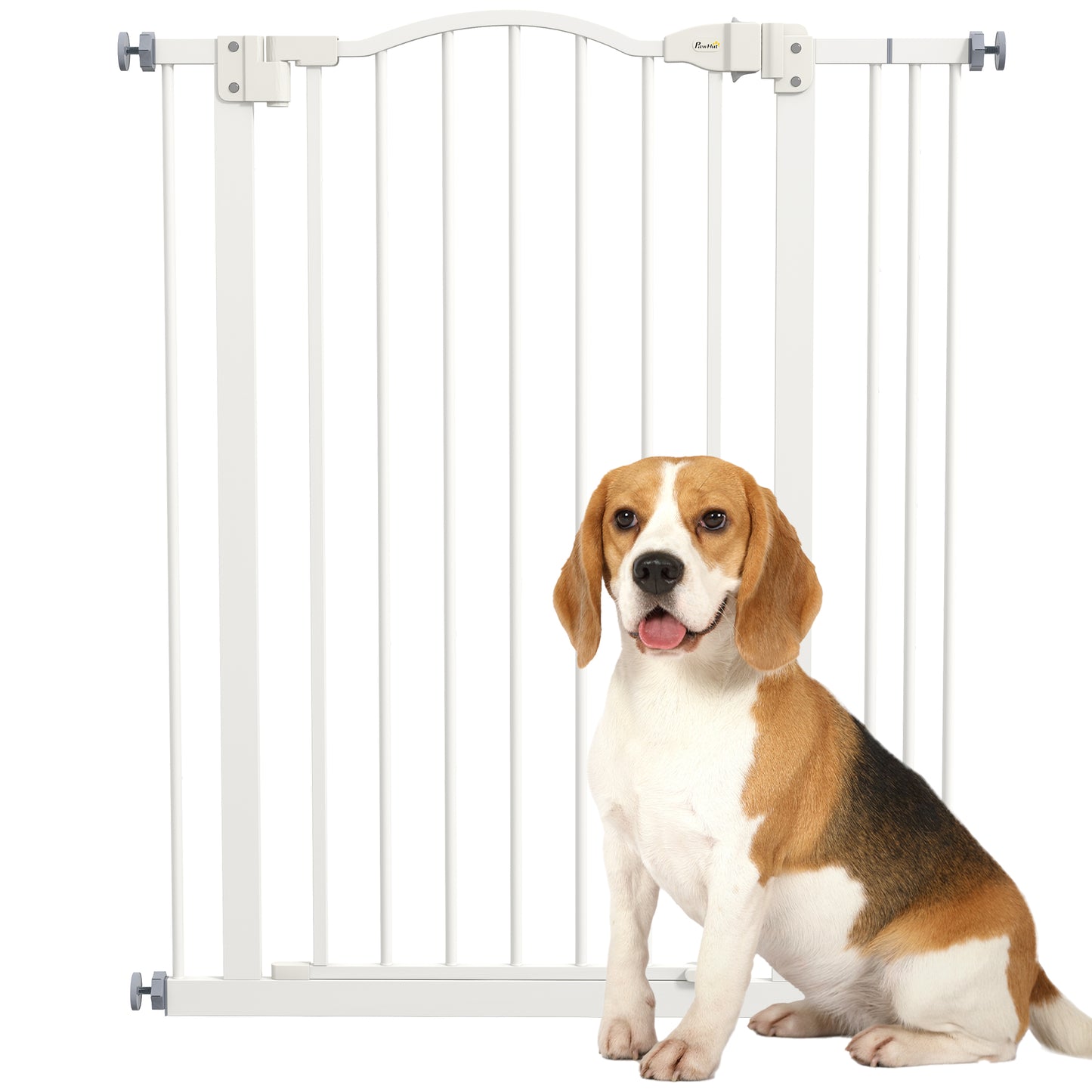 Photo of PawHut Metal Pet Safety Gate Dog Gate Folding Fence 74-87cm, White in White colour on a white background
