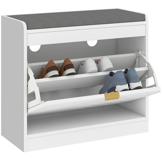 Photo of HOMCOM Shoe Storage with Seat, Upholstered Entryway Bench, Shoe Bench with 1 Flip Drawer and 4 Vents for 5 Pairs of Shoes in Shoes colour on a white background