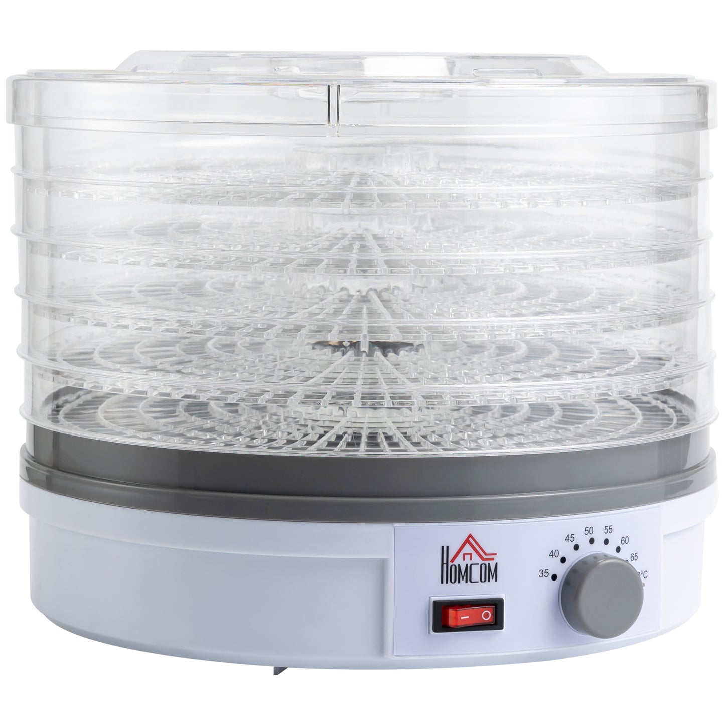 Photo of HOMCOM 5 Tier Food Dehydrator, 245W Food Dryer Machine with Adjustable Temperature Control for Drying Fruit, Meat, Vegetable, Jerky and Pet Treat, White in White colour on a white background