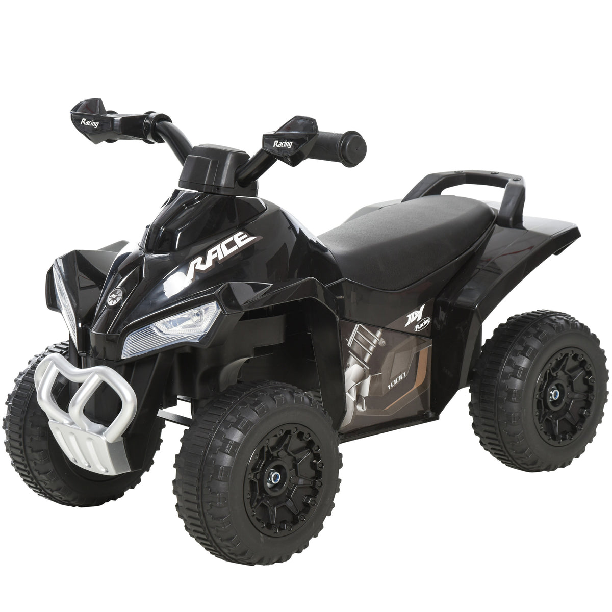 Photo of HOMCOM No Power Kids Ride on Toy Foot-to-Floor Sliding Quad for 18-36 Months, Black in Black colour on a white background