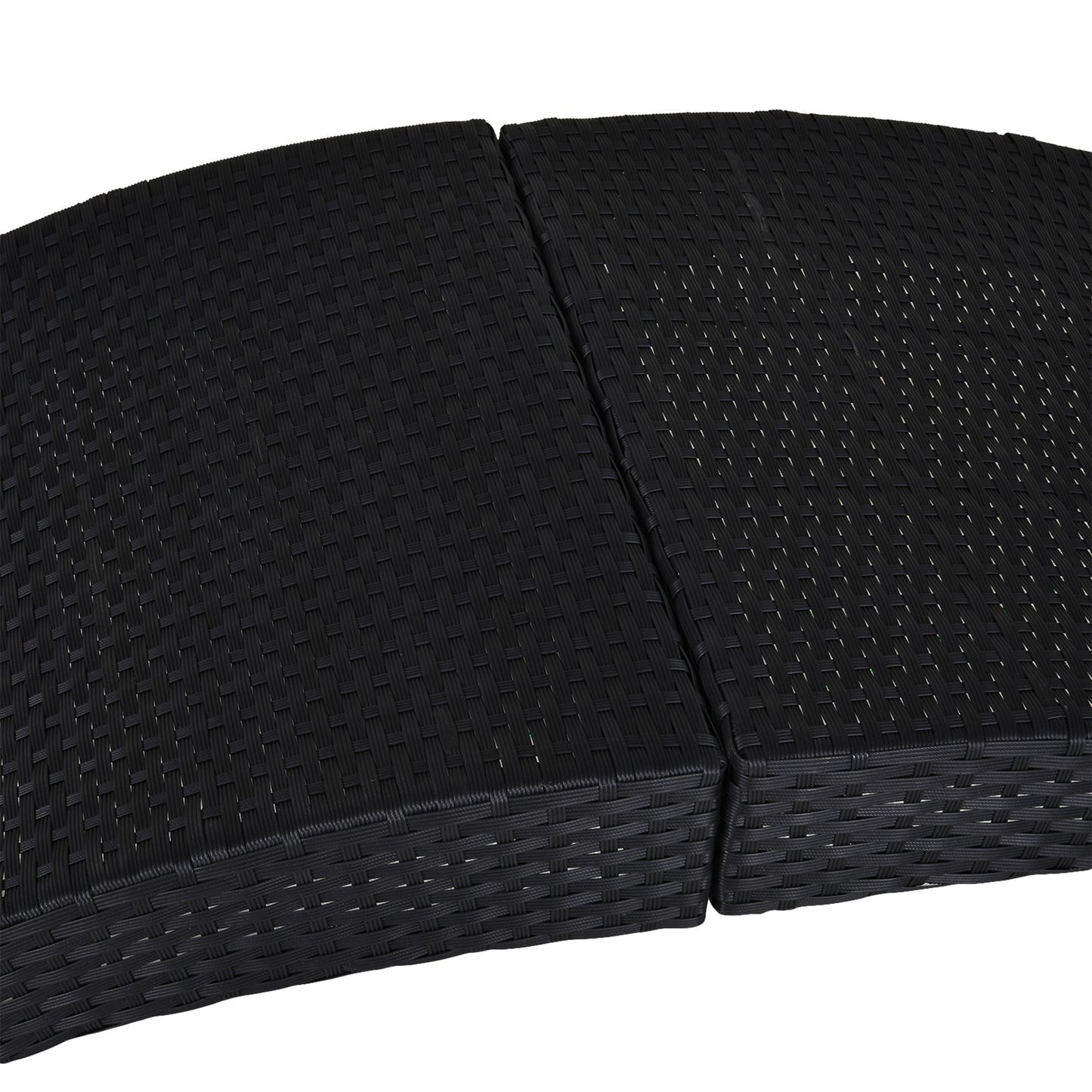 Outsunny Folding Sun Lounger, PE Rattan Garden Lounger Chair with Soft Padded Cushion, Ergonomic Curved Design Sun Bed for Balcony, Garden, Black