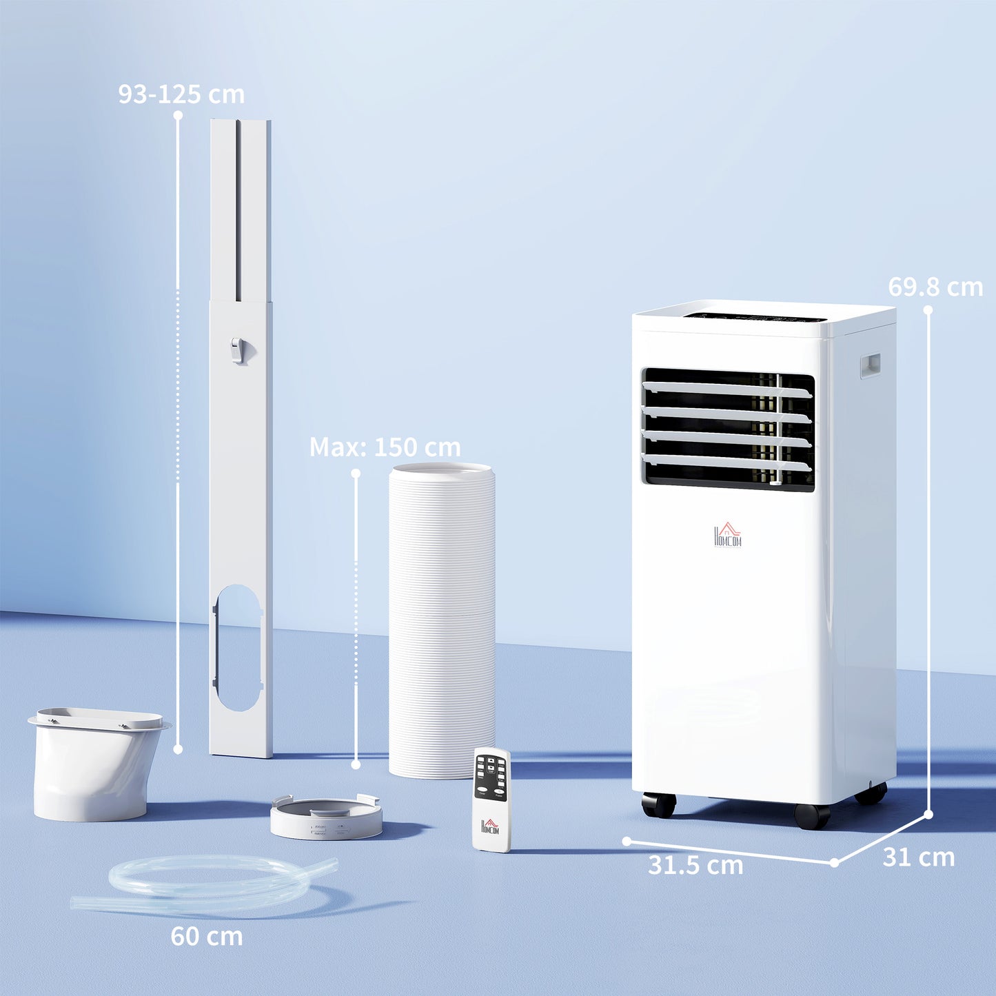 HOMCOM Portable Air Conditioner 9000 BTU, Air Conditioning Unit with Digital Display for Room up to 28㎡