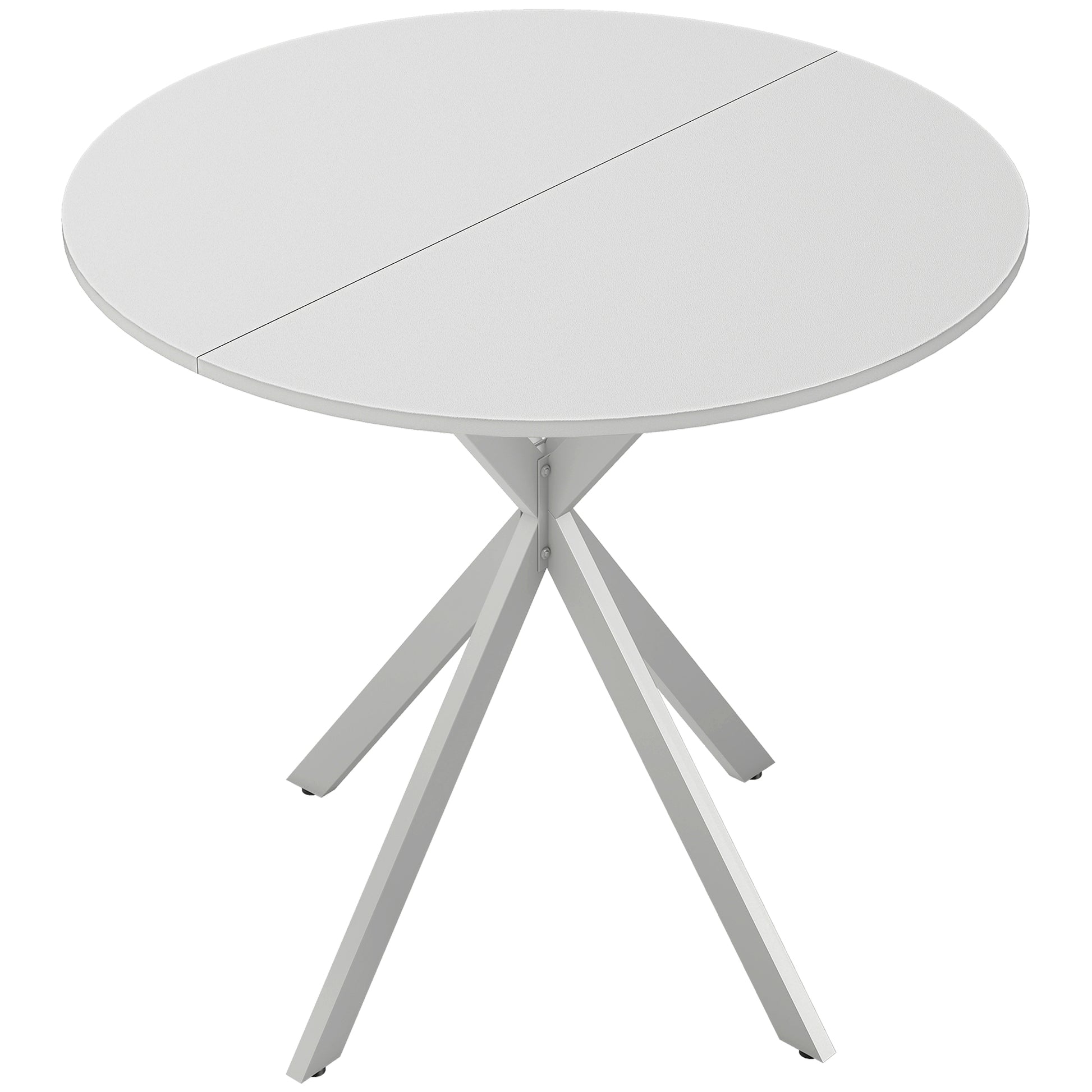 Photo of HOMCOM 80cm Industrial Round Dining Table - White in White colour on a white background