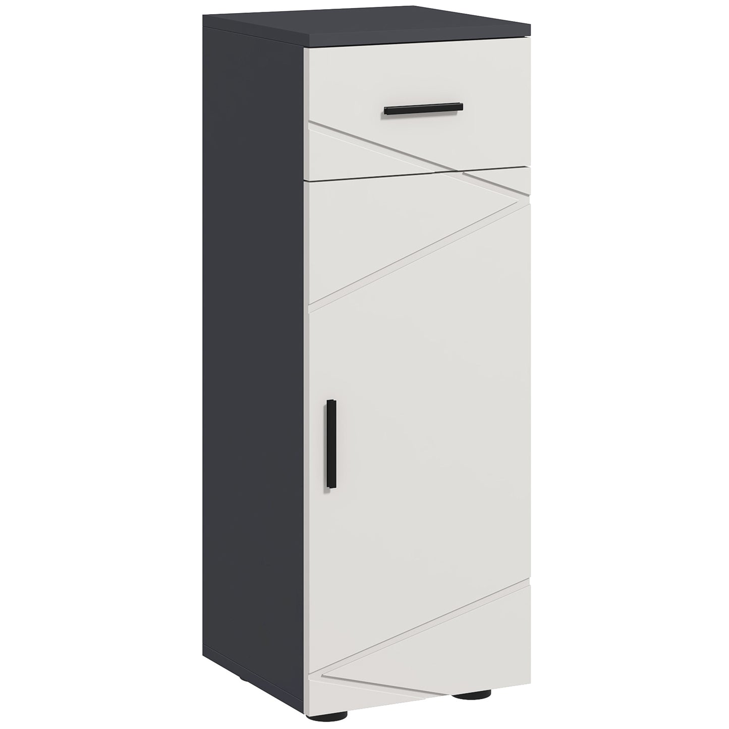 Photo of kleankin Slim Bathroom Cabinet, Narrow Bathroom Storage Cabinet with Drawer, Door Cupboard, Adjustable Shelf and Soft Close Mechanism, Grey in Grey colour on a white background