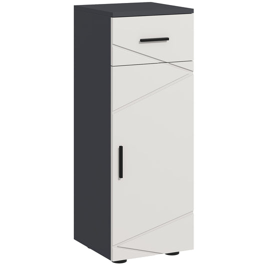 Photo of kleankin Slim Bathroom Cabinet, Narrow Bathroom Storage Cabinet with Drawer, Door Cupboard, Adjustable Shelf and Soft Close Mechanism, Grey in Grey colour on a white background