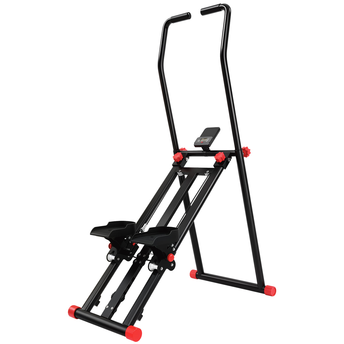 Photo of SPORTNOW Stair Stepper for Home Gym with 3 Resistances, Foldable Vertical Stair Climber with Adjustable Handlebar, LCD Monitor in Monitor colour on a white background