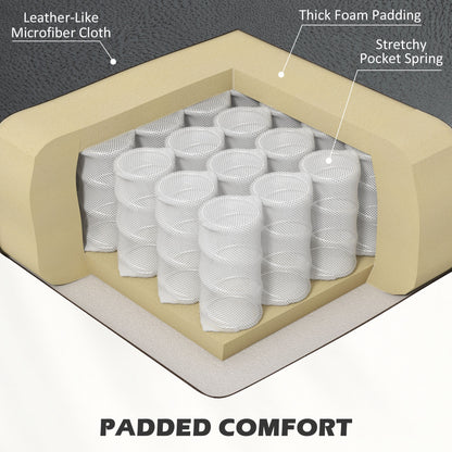 Recliner seat cutaway showing microfiber cloth, thick foam padding, and pocket springs