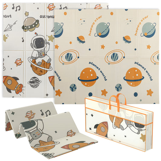 Photo of AIYAPLAY Baby Play Mat, Double Sideded Foldable Kids Crawling Mat, Reversible & Waterproof, Astronaut and Planet in Planet colour on a white background