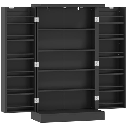 Photo of HOMCOM Kitchen Cupboard, Freestanding Multi-Storage Kitchen Pantry Cabinet with Adjustable Shelves, Black in Black colour on a white background