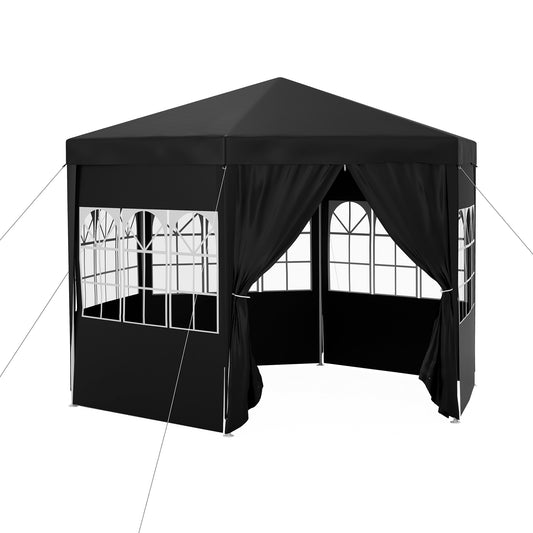 Photo of Outsunny 4 m Party Tent Wedding Gazebo Outdoor Waterproof PE Canopy Shade with 6 Removable Side Walls in Walls colour on a white background